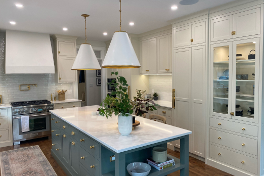 Blue kitchen island