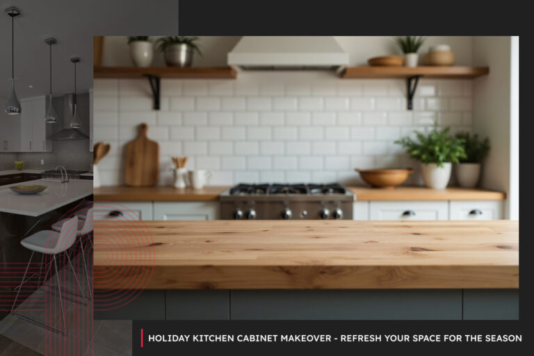 A custom hard wooden countertop in a rustic kitchen. Florkowskys’ is ready to help you give your kitchen a refresher this holiday season.
